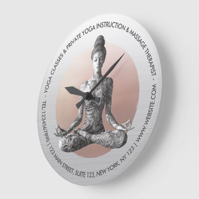 Yoga Meditation Instructor Reiki Master Lotus Pose Stor Klocka (Vinkel)