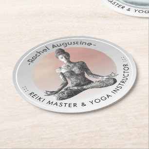Yoga Meditation Instructor Reiki Master Lotus Pose Underlägg Papper Rund