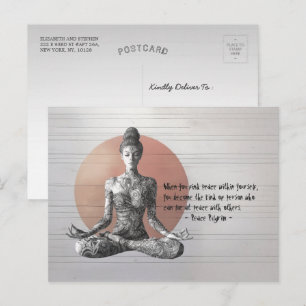 Yoga Meditation Instructor Reiki Master Lotus Pose Vykort