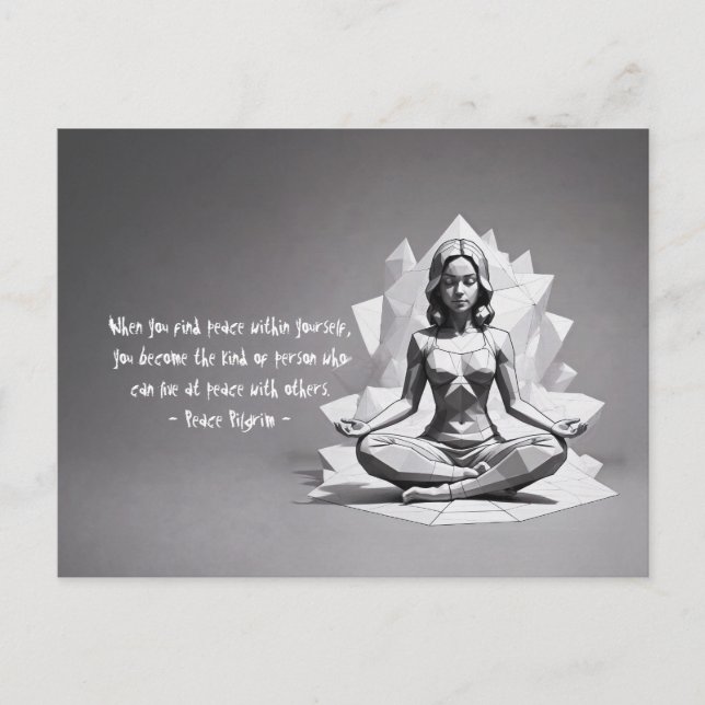 Yoga Meditation Instructor Reiki Master Low Poly Vykort (Framsida)