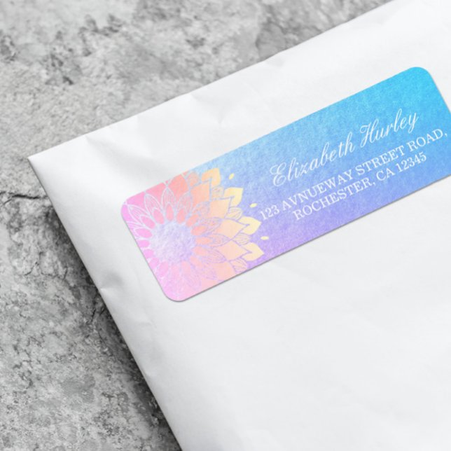 Yoga Meditation Instructor Ro Gold Foil Mandala Returadress Etikett (Skapare uppladdad)