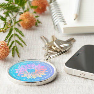 Yoga Meditation Instructor Ro Gold Foil Mandala Rund Silverfärgad Nyckelring
