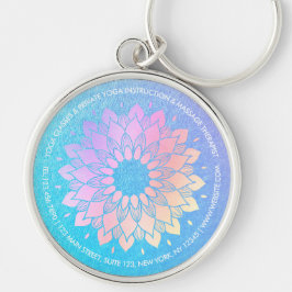 Yoga Meditation Instructor Ro Gold Foil Mandala Rund Silverfärgad Nyckelring