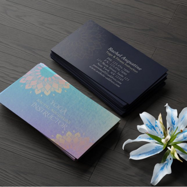 Yoga Meditation Instructor Ro Gold Foil Mandala Visitkort (Skapare uppladdad)