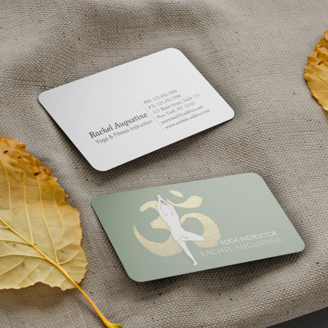 Yoga Meditation Instructor Träd Pose Guld OM-tecke Visitkort (Skapare uppladdad)