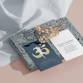 Yoga Meditation Instructor Träd Pose Guld OM-tecke Visitkort