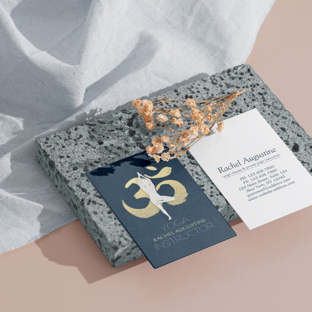 Yoga Meditation Instructor Träd Pose Guld OM-tecke Visitkort (Skapare uppladdad)