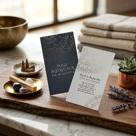 Yoga Meditation Instruktör Chic Svart Guld Mandala Visitkort