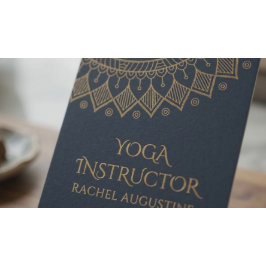 Yoga Meditation Instruktör Chic Svart Guld Mandala Visitkort