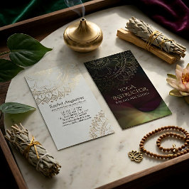 Yoga Meditation Instruktör Chic Svart Guld Mandala Visitkort
