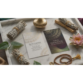 Yoga Meditation Instruktör Chic Svart Guld Mandala Visitkort