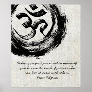 YOGA Meditation-instruktor citerar OM- och ZEN-sym Poster