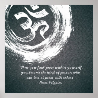 YOGA Meditation-instruktor citerar OM- och ZEN-sym Poster