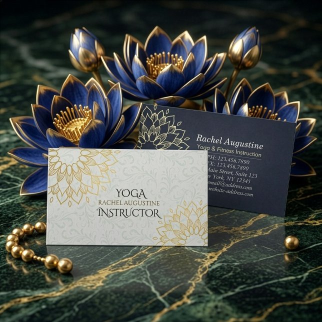 Yoga Meditation Instruktör Guld Blommig Mandala Visitkort (Skapare uppladdad)