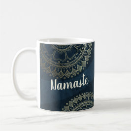 Yoga Meditation-instruktör Guld Mandala-marinblått Kaffemugg