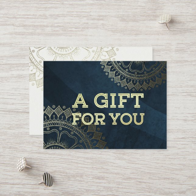 Yoga Meditation-instruktör Guld Mandala-marinblått Rabattkort (Fram/Back In Situ)