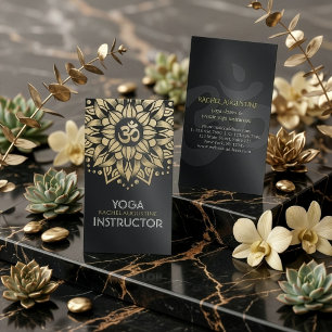 Yoga Meditation Instruktör Guld Mandala Om Symbol Visitkort
