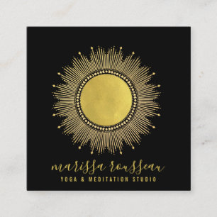 Yoga Meditation-instruktör Guld Sol Mandala Square Fyrkantigt Visitkort