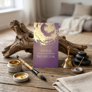 Yoga Meditation Instruktör Lila Guld ZEN Symbol Visitkort