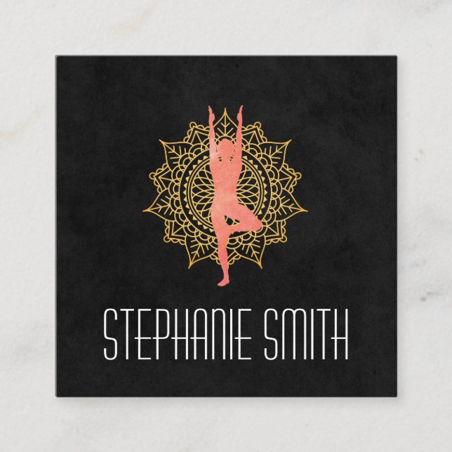 Yoga Meditation-instruktör | Mandala Fyrkantigt Visitkort (Framsida)