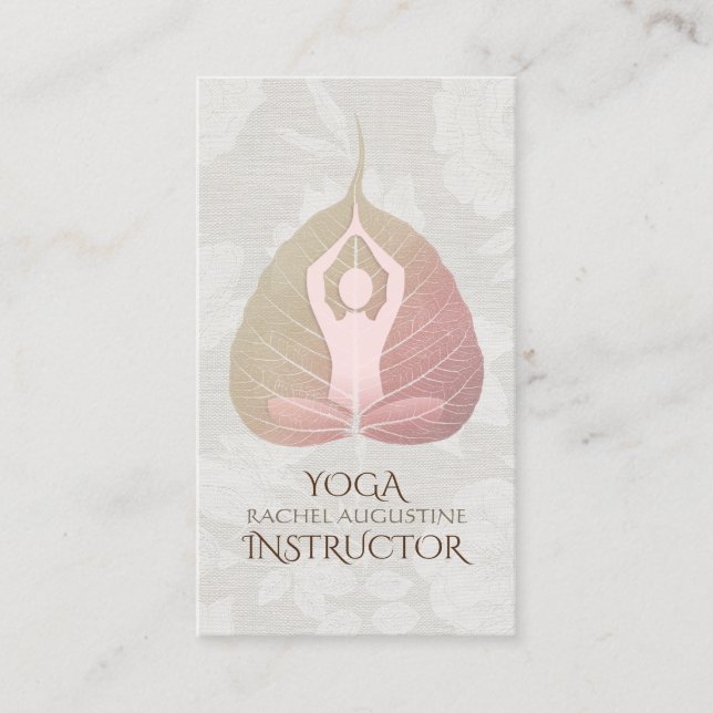 YOGA Meditation-instruktör Möte Bodhi Löv Tidsbeställning Kort (Framsida)