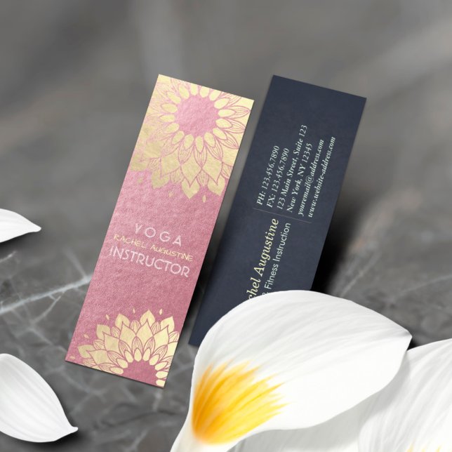 Yoga Meditation Instruktör Rose Gold Mandala Lotus Mini Visitkort (Skapare uppladdad)
