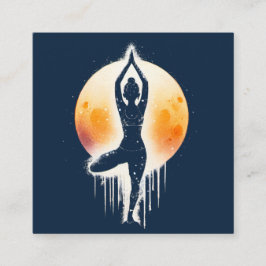 Yoga Meditation-instruktör Träd Pose Full Moon Fyrkantigt Visitkort