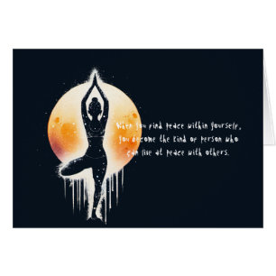 Yoga Meditation-instruktör Träd Pose Full Moon OBS Kort