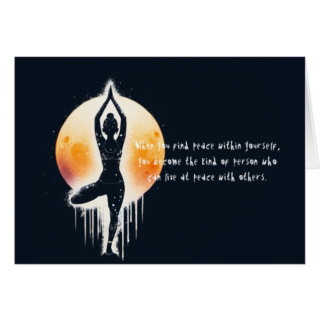 Yoga Meditation-instruktör Träd Pose Full Moon OBS Kort (Framsidan Horizontal)