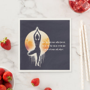 Yoga Meditation-instruktör Träd Pose Full Moon Pappersservett