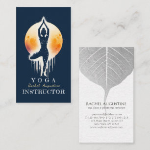 Yoga Meditation-instruktör Träd Pose Full Moon Visitkort