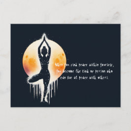 Yoga Meditation Instruktör Trädposition Fullmåne Vykort