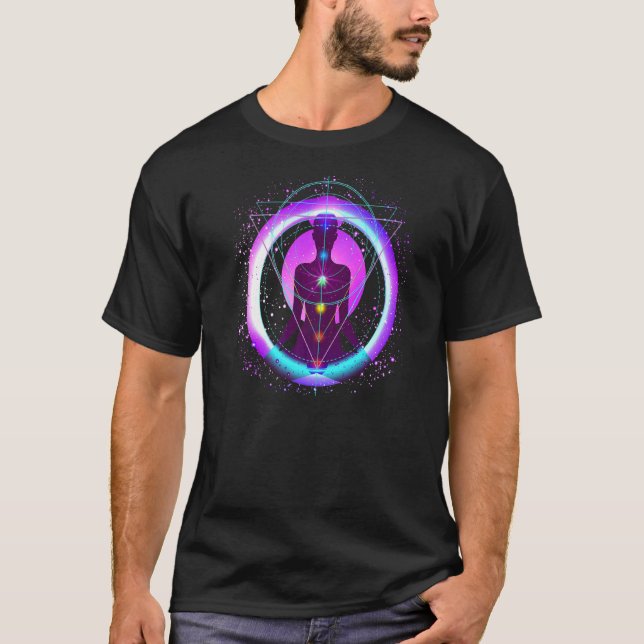 Yoga Meditation Kundalini Chakra Energy T Shirt (Framsida)