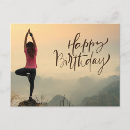 Yoga Meditation Kvinna Lycka Till Födelsedagen Vykort
