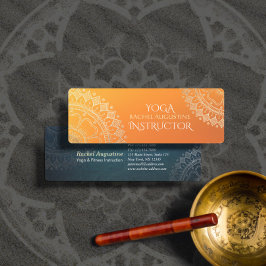Yoga meditation lärare Modern Orange Guld Mandala Mini Visitkort