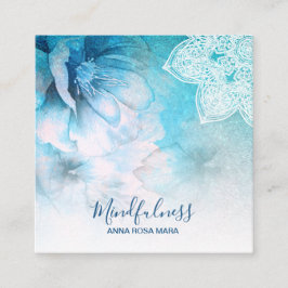 *~* Yoga Meditation Mandala Reiki Blommigt Glitter Fyrkantigt Visitkort