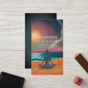 Yoga Meditation Måne Himlar Ocean Beach 5-klasspas Lojalitetskort