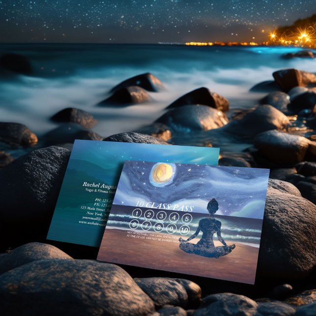 Yoga Meditation Måne Light Himlar Ocean 10 klasspa Tidsbeställning Kort (Skapare uppladdad)