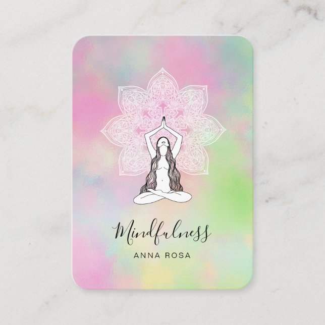 *~* Yoga Meditation Mindfulness QR Mandala Goddess Visitkort (Framsida)