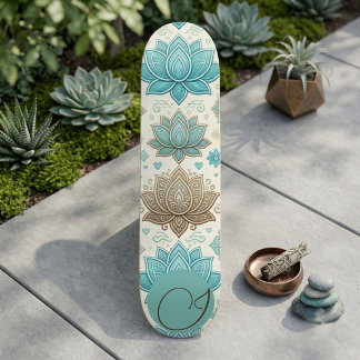 Yoga Meditation Mindfulness Sacred Lotus Monogram Mini Skateboard Bräda 18,5 Cm