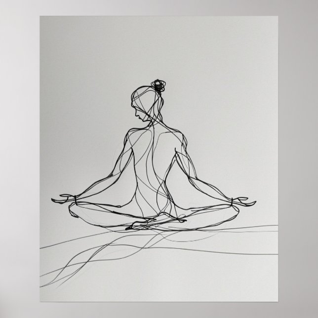 Yoga Meditation minimalist line art Poster (Framsidan)