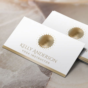 Yoga & Meditation Modern Guld Lotus Logotyp Visitkort