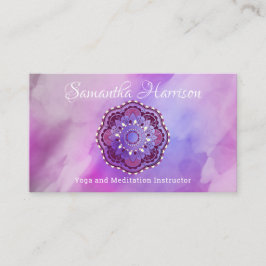 Yoga Meditation Monogram Lila Mandala Elegant Visitkort