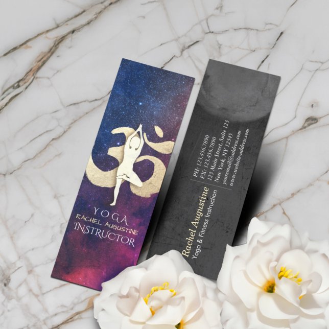 Yoga Meditation Pose Guld OM Symbol Galaxy Nebula Mini Visitkort (Skapare uppladdad)