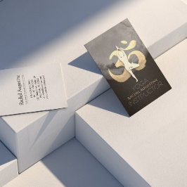 Yoga Meditation Pose OM Symbol Modern Black & Guld Visitkort