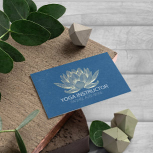 YOGA Meditation Reiki Instruktör Blå & Guld Lotus Visitkort