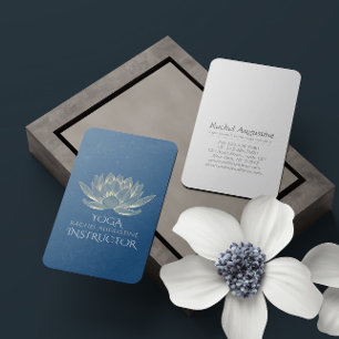YOGA Meditation Reiki Instruktör Blå & Guld Lotus Visitkort