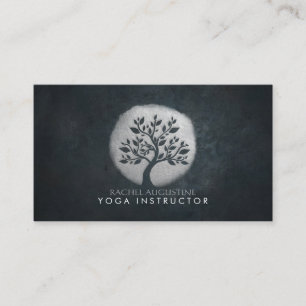 Yoga Meditation Reiki-instruktör Black Silver Träd Visitkort