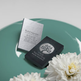 Yoga Meditation Reiki-instruktör Black Silver Träd Visitkort