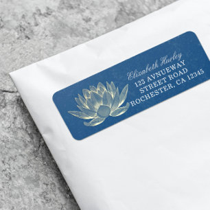 YOGA Meditation Reiki-instruktör Blue & Guld Lotus Returadress Etikett
